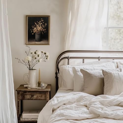 uniro Vintage Floral Wall Art Print, Moody Fall Dried Flowers Vase Wall Painting, Retro Rustic Botonical Still Life Fall Wall Decor, Vintage Posters for Room Aesthetic for Bedroom Living Room, Gothic Victorian Decor(8" x 10"-UNFRAMED) - color: Fall Dried