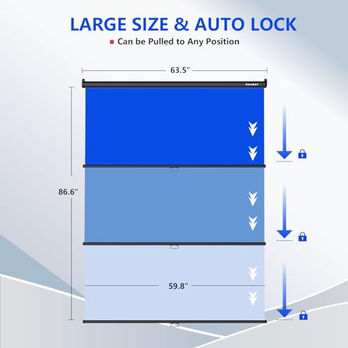 RAUBAY Retractable Pull Down Blue Screen - 59.8" x 86.6" Collapsible Wall-Mount Background for Professional Video Production, Chroma Key Backdrop for YouTube, TikTok, Streaming, Video Conferencing - color: Blue, size: Standard(59.8 x 86.6in)