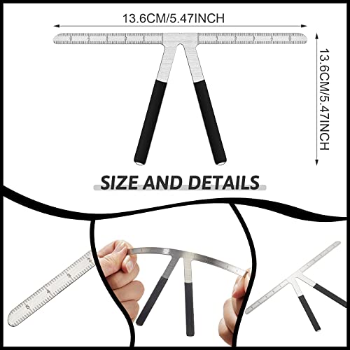 Weewooday 6 Pieces Tattoo Eyebrows Rulers 3 Point Positioning Ruler Mini Caliper Double Scale Vernier Calipers Eyebrow Caliper Microblading Ruler Measuring Tool with Eyebrow Shaver(Black) - color: black, silver