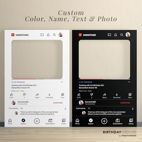 YouTube Inspired Photo Booth Frame - Custom Social Media Prop Photo Booth Prop - Customized YT Giant Selfie Frame - Frame for Fun Social Media Posts
