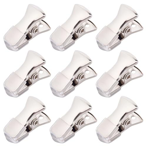 CRASPIRE 35Pcs Platinum Mini Metal Alligator Clips Small Sweater Clamps Spring Clip Non-Slip Flat Mouth with Rubber Cover for Crafts Paper Jewelry ID Badge Holders Lanyards Clothing Glasses Accessory - color: 35pcs Platinum