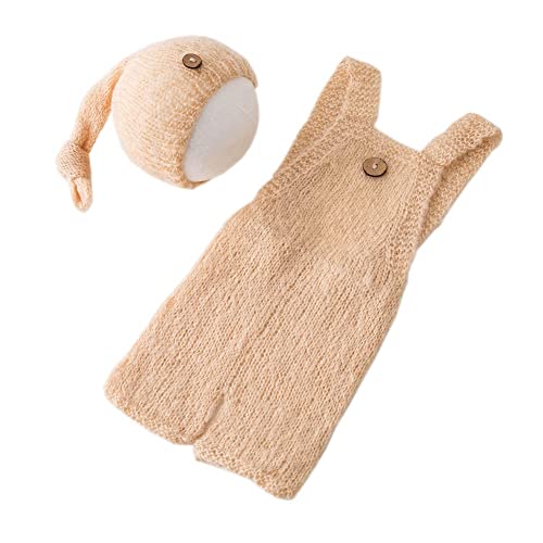 Fashion Cute Newborn Boy Girls Baby Costume Outfits Photography Props Hat Pants - color: Cream