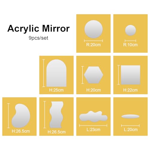 Meking 9PCS Product Photography Props Acrylic Mirror Glass Simulated Photoshoot Props for Product and Jewelry Photography Reflective Display Sheet