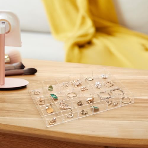 Large Clear Jewelry Organizer Display Tray, Storage Case for Rings, Earrings, Necklaces, Acrylic Drawer Organizer Trays (24 Grids) - color: 24 Grids