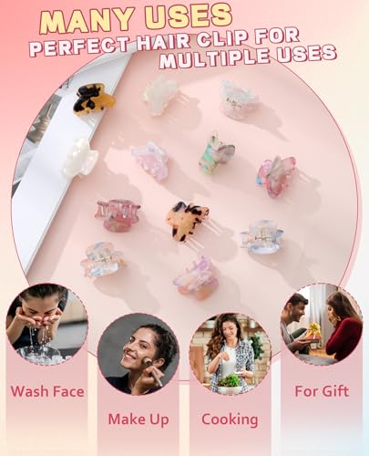 Claw Jaw Hair Clips 12PCS Small for Thin Hair Styling Mini Accessories Classic Clamp for Women Girls - color: Gilltter