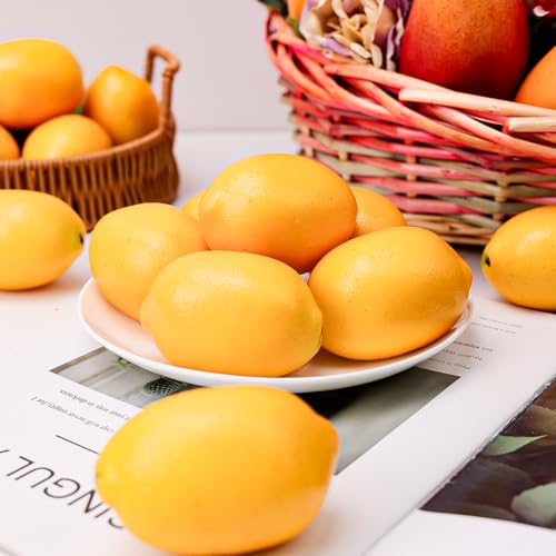 Gresorth 8pcs Artificial Lifelike Simulation Yellow Lemon Fake Fruit Model Decoration Home Kitchen Cabinet - color: Yellow Lemon