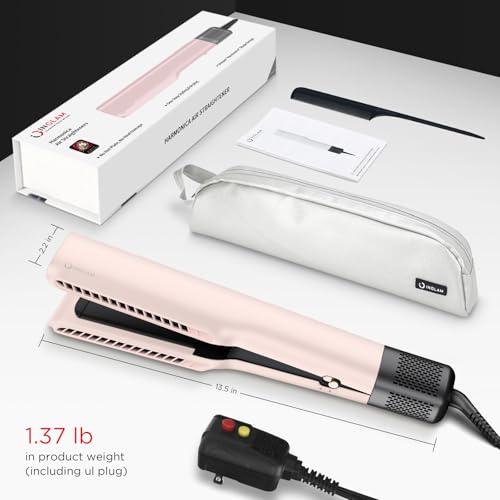 IG INGLAM Air Straight, Style from Wet Hair, 200M Ionic Hair Dryer Straightener for Medium Long Length(14”-30”), Straightener and Dryer 2 in 1, Fast Drying and Straightening in One Step, Pink - color: Pink