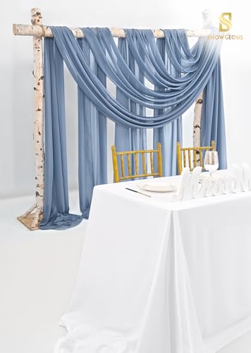 Wedding Arch Draping Fabric,4 Panels 28" x20ft Dusty Blue Wedding Arch Drapes for Ceremony Chiffon Fabric Drapes Arbor Drapery Wedding Arch Decorations for Reception Sheer Backdrop Curtains for Party - color: Dusty Blue, size: 28"W x 240"L (Pack of 4)