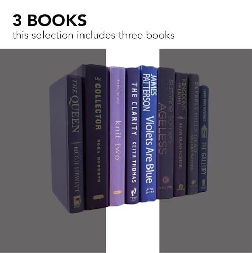 Decorative Accent for Home Decor – Real Books by Color® Interior Styling Piece for Bookshelf, Coffee Table, Design Display (Set of 3, Purple) - color: Purple, size: Set of 3