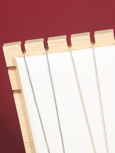 Bamboo Necklace Display Stand, Wood Jewellery Necklace Holder, Chain Jewelry Rack Organizer, Tabletop Display Boards for Home or Shop Sell Show (White PU) - color: White PU, size: Medium Size(10.8"X11.8")