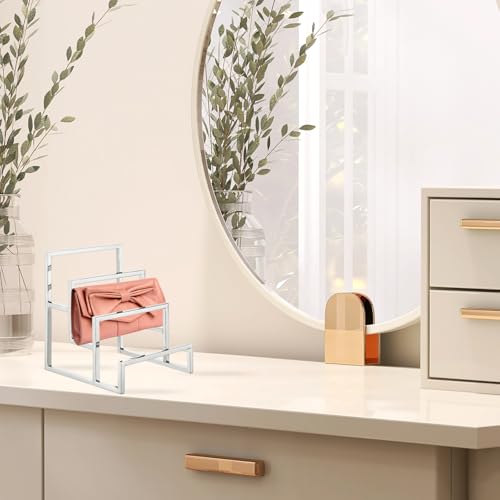 uxcell Silver Clutch Purse Display Stand 3 Layer Wallet Display Rack Clutch Handbag Holder Purse Closet Organizer Display for Home Retail Store Supplies - color: Silver