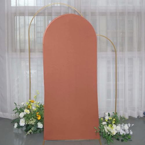 Efavormart 6ft Terracotta Fitted Spandex Arch Slipcover, Snug Fit Round Top Backdrop Sleeve for Earthy Boho Parties and Desert Receptions - color: Terracotta, size: 6 FT