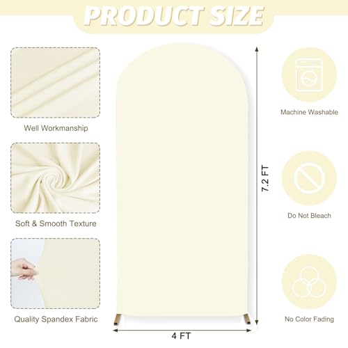 MODFUNS Ivory Arch Backdrop Cover 4x7.2ft Spandex Arch Cover Stretchy Backdrop Wedding Arch Covers Double Sided Arch Stand Covers Vintage Chiara Arch Covering for Birthday Party Wedding Ceremony - color: Ivory, size: 4 FT x 7.2 FT