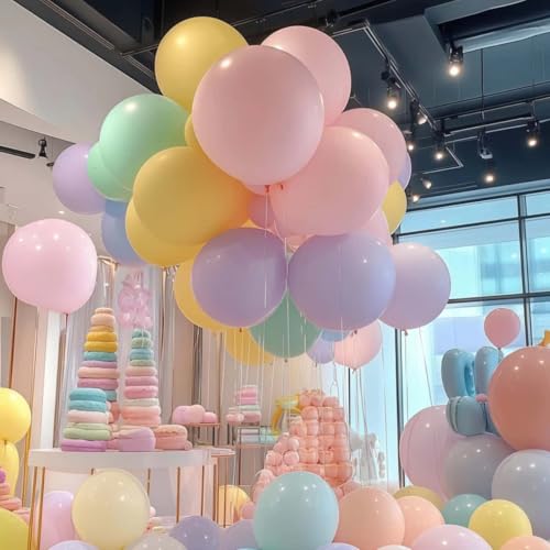 50 Pack Pastel Balloons 24 inch Multicolor Macaron Balloon for Valentine's Day Girls Birthday Baby Shower Easter Party Decoration - color: Multi Color Pastel, size: 24 Inch