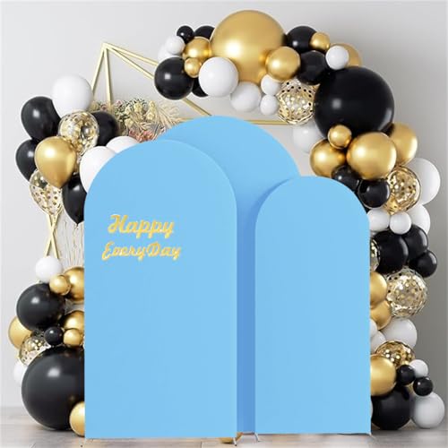 HAINARverS Set of 3 Wedding Arch Cover 6FT,6.6FT,7.2FT Spandex Fitted Stretchy Arch Stand Covers,2 Sided Round Top Chiara Backdrop Cover for Birthday Party Banquet Arch Decoration(Baby Blue) - color: Baby Blue, size: 6FT,6.6FT,7.2FT