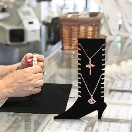 Sewroro Foldable Jewelry Display Stand Shoes Shaped Necklace Holder Organizer for Necklaces Bracelets Pendant Display Jewelry Store Photography Prop