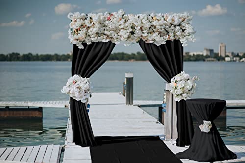 Joydeco Black Backdrop Curtain for Parties, Wrinkle Free Black Backdrop Drapes for Party Home Party, Curtains Backdrop 5ft x 8ft 2 Panels with Rod Pockets - color: Black, size: 5ft x 8ft x 2 panels