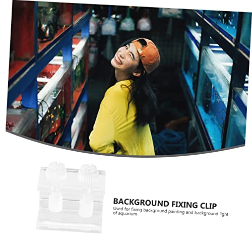 COLLBATH 2pcs Acrylic Background Fixing Clips for Fish Tanks Transparent Clamp Design Siphon Groove Aquarium Backdrop Clamps for Secure Display and Easy Installation