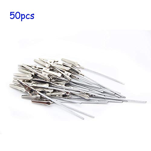 H&W 50 Pack Metal Wire Alligator Clamp, 4'' Long-Tailed Alligator Iron Clip, Stand Photo Holder Stand Memo Clip (WE1-D1)