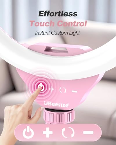 UBeesize 12'' LED Ring Light with 62'' Tripod Stand, Selfie Ring Light for Video Recording, Live Streaming, TikTok & YouTube, Compatible with iPhone & Android (Pink) - color: Pink, size: 12-in