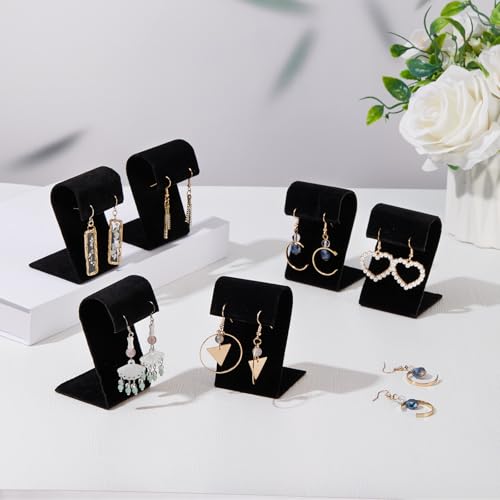 RattanView 12 Pieces Velvet Earring Display Stand Necklace Pendant Jewelry Stand Showcase Organizer Display Holder for Earring Pendant Accessory Rack(Black,Curved Style,Velvet) - color: Black, style: Curved Style