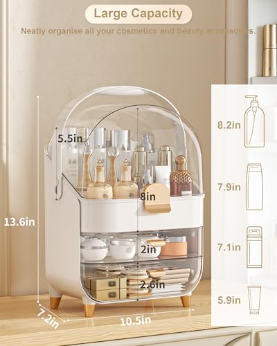 Makeup Organizer Countertop, Skincare Holder Bathroom Counter Organizer, Storage Box Cosmetic Display Cases, Teen Girl Gifts Make up Organizers for Vanity, Dresser (Rose Gold) - color: Rose Gold