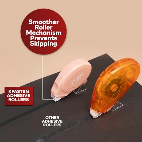 XFasten Glue Tape Roller for Scrapbooking 4-Pack Acid-Free Pastel Pink Double Sided Tape Roller for Crafts, Photos, Bullet and Junk Journaling Supplies - Scrapbook Adhesive Runner (0.3 in x 30 ft) - color: Pastel Pink