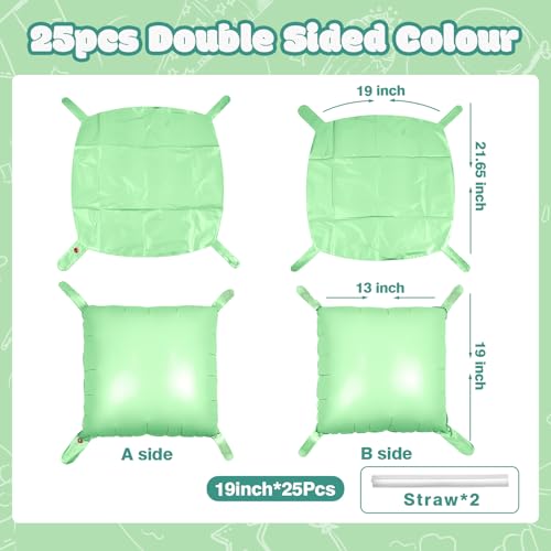 NISOCY 25PCS Pastel Green Square Foil Balloons Wall Backdrop Double Sided Macaron Green Balloons Arch Kit for Birthday Easter Baby Bridal Shower Anniversary Wedding Gender Reveal Party Decorations - color: E03 - Macaron Green, size: 25PCS