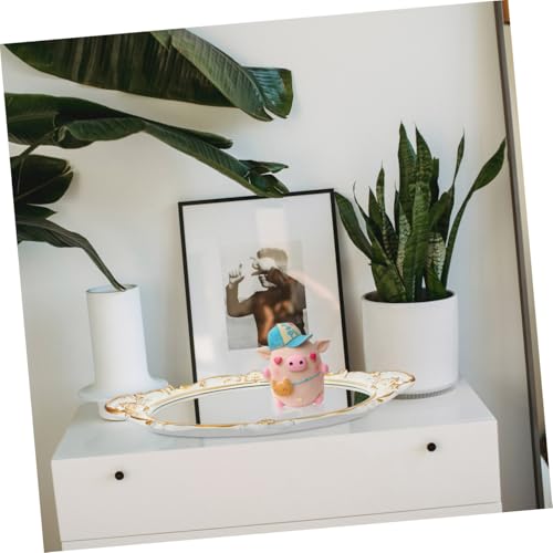 Hemobllo Retro Mirror Jewelry Tray Vintage Decorative Mirror Plate Bracelet Display Dish for Home Décor and Photography Prop White Decorative Vanity Tray