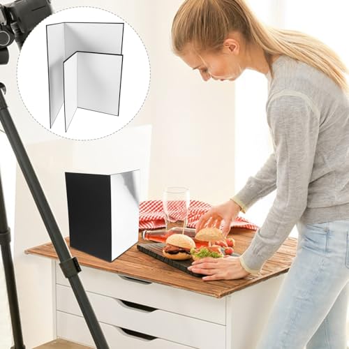 UKCOCO 2pcs Foldable Photography Reflector Boards for Studio and Outdoor Photo Shoots, A3 A4 Size Black and White Cardboard Reflective Panels for Product and Still Life Lighting Control