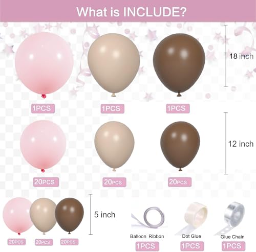 Bear theme Balloon Arch Kit Light Pink beige Tan and Brown Globos cream Ballon garland for Baby Shower Girl Decorations Gender Reveal Party Woodland Backdrop Supplies - color: Pink