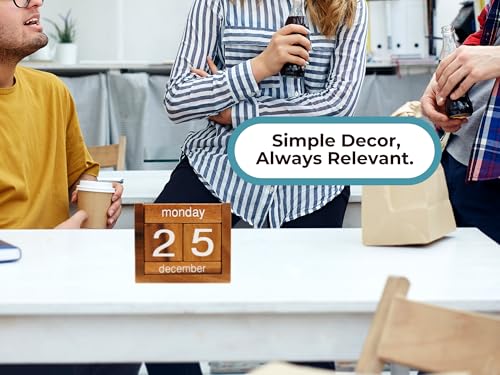 BSIRI Wooden Perpetual Calendar Desk Blocks Cute for Date Cubes Display Decor Gifts for Dad Mom Office Block Monthly Small Planner Family Birthday Wood Block Calendar for Desk - color: Dark Brown