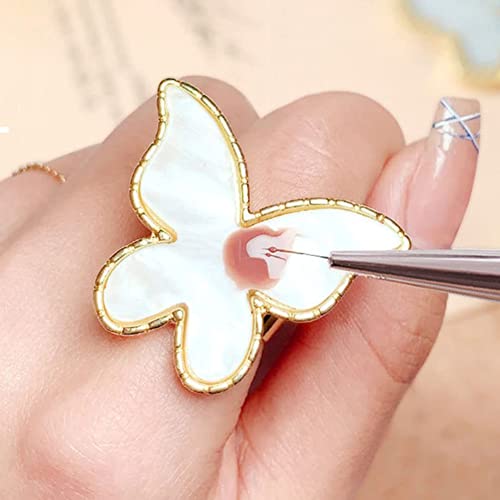 AKOAK 2 Pcs Butterfly Nail Art Resin Palette, Ring Gel Polishing Mixing Tray, Gold Edge Adjustable Nail Ring Gel Color Makeup Plate, DIY Nail Art Display Tool Photography Prop Nail Polish Plate