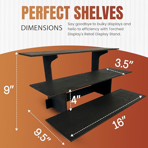 3-Tier Straight Retail Table Display Stand with Shelves for Products | 3 Step Straight Display Rack for Counter Top, Craft Shows, Farmers Market, Trade Shows, Pop ups, Soap Display, Candles (Ebony) - color: Ebony