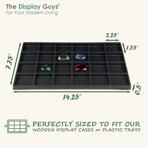 TheDisplayGuys For Your Modern Living 2-Pack 24-Compartments Flocked Velvet Jewelry Display Inserts - Tray/Case Liners - Ring Earrings Storage, (Black) by The Display Guys - color: Black, size: Compartments - 24