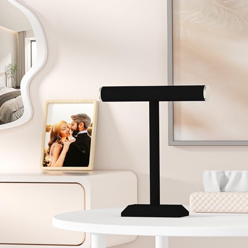 Julysky T-Bar Necklace Holder Stand,Necklace Display Stand for Selling,Necklace Organizer for Women,Necklace and Bracelet Hanger,Jewelry Stand,Necklace Storage Stand,Necklace Tree(Black)