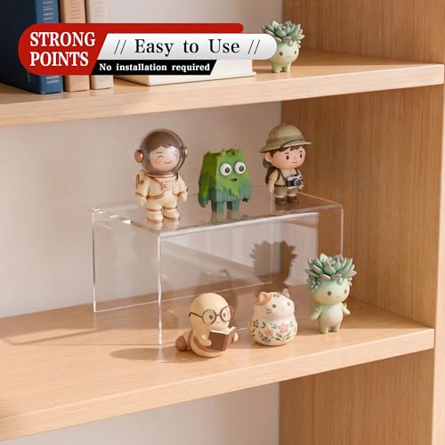 Sezanrpt Acrylic Shelf Riser 8x5.1x4 pack of 2, Clear Acrylic Stand for Funko Pop, Collectibles, Brand Store, Home Storage Organizer, 8x5.1x4 Inch - color: Clear, size: 8x5.1x4 Inch