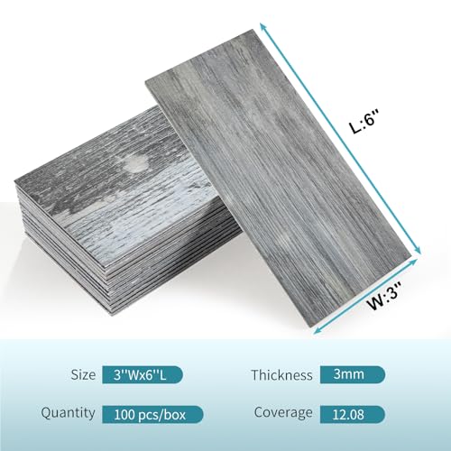 Vamos Tile 100-Piece Peel and Stick Backsplash Seamless Tile,3''x6'' Distressed Wood PVC Subway Tile,Stick on Backsplash for Kitchen/Bathroom/Laundry Room - color: Distressed Wood