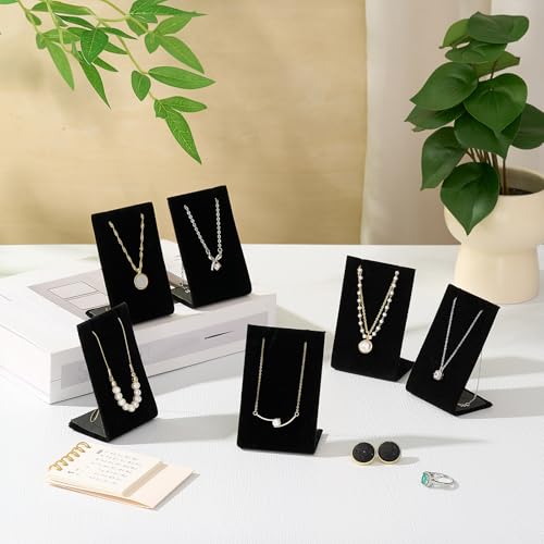 RattanView 12 Pieces Velvet Earring Display Stand Necklace Pendant Jewelry Stand Showcase Organizer Display Holder for Earring Pendant Accessory Rack(Black,Straight Style,Velvet) - color: Black, style: Straight Style