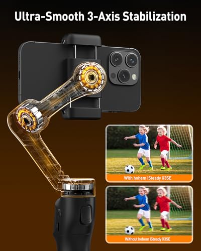 hohem iSteady X3 SE Gimbal Stabilizer for iPhone, Phone Stabilizer with Detachable Remote Control, Portable Foldable 3-Axis Phone Gimbal for Android & iPhone 16 15 Pro Max, Ideal for Travel Vlogging - color: Black, size: iSteady X3 SE