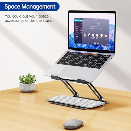 BESIGN LS10 Laptop Stand for Desk, Ergonomic Adjustable Notebook Tablet Stand, Foldable Laptop Riser, Portable Desktop Book Stands, Computer Holder Compatible with 10-14" Laptops, Black - color: A-Black