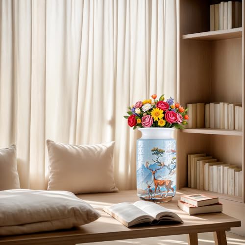 3D Puzzle Vase, 162 Curved Pieces DIY Flower Vase Craft Kit & 3D Puzzles for Adults, Creative Jigsaw Art Project Home Décor Centerpiece,House Warming Gift (D-Blue Pavilion) - color: D-blue Pavilion