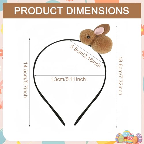 Pvoiue Easter Bunny Headband - Cute Plush Rabbit Hair Band for Women - color: Brown