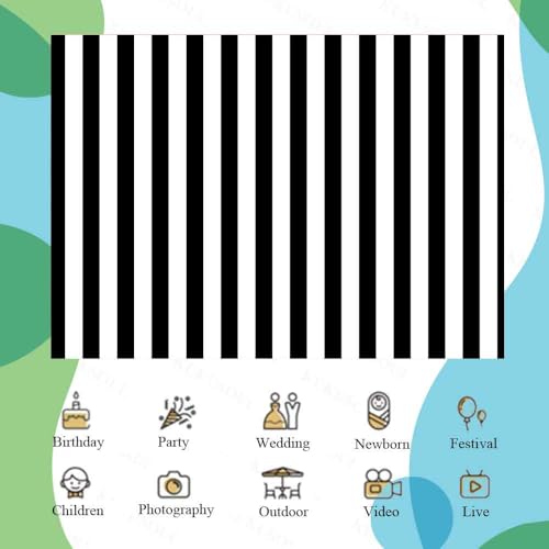Black White Strips Photography Backdrop Striped Photography Backdrop Birthday Party Wedding Baby Shower Decoration Photo Studio Props - color: Black, size: Customize
