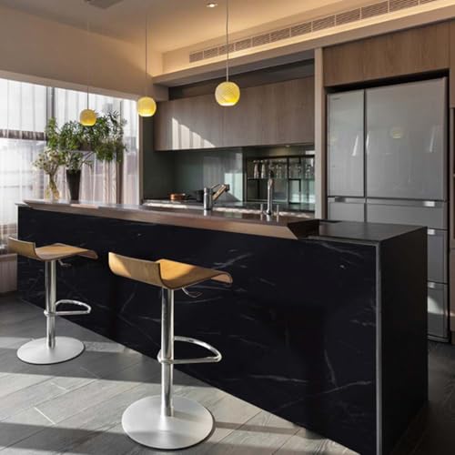 Arthome Black Marble, 35.4x120 Inches Peel and Stick Wallpaper, Marble Contact Paper, Self Adhesive, Easy to Clean, Vinyl Film for Furniture Countertop, Distressed Plank Grain Vintage Wall Covering - color: Black Marble, size: 35.4" x 120"