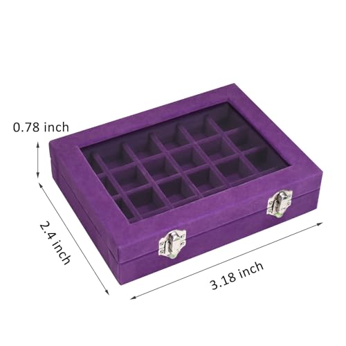 Vicoter Velvet Jewelry Box 24 Grid Jewelry Ring Display Organiser Box Tray Holder Earrings Storage Case for Girls Wife Mom Women (Purple) - color: Purple