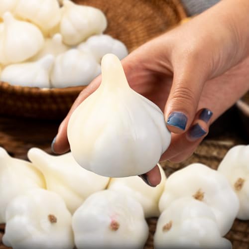 Woration 30pcs Mini Fake Garlic Artificial Vegetable Simulation Lifelike Foam Garlics Home Kitchen Festival Decoration Cabinet Display Photography Props Vase Fillers - color: Mini Garlic