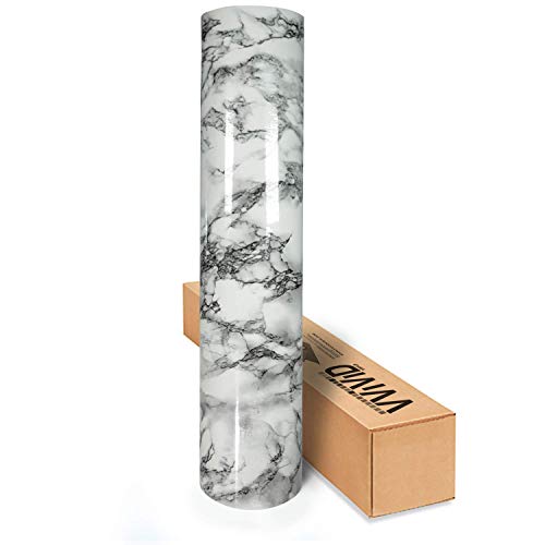 VViViD Architectural Natural Look 16" x 6.5ft Vinyl Contact Film Textured Finish Roll (Black Veined Marble)