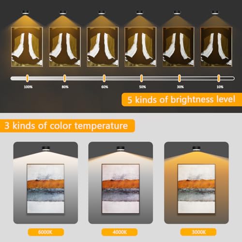 Picture Lights Rechargeable Battery Operated Wall Art Lights,Wireless Magnetic Painting Light with Remote,LED Timer&Dimmable Picture Frame lights for Artworking Picture Wall Decor(Black, 3Pack) - color: Black Rechargeable, size: 3Pack