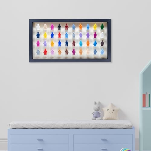 Figurine Display Case 10x20.125 Black Shadow Box for Miniature Figures 10x20.125 Black Wood Shadow Box with White Base to Display Up to 56 Block Figures - color: Black With White Backing, size: 10x20.125